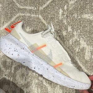 Nike Cream and Orange Athletic Shoes with Breathable Knit Upper